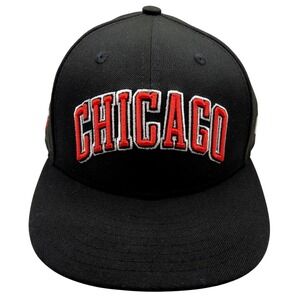 New Era 9FIFTY Chicago Bulls NBA Snapback Hat Black Red Flat Brim One Size